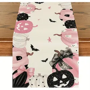 Halloween Pumpkin Bat Table Runner Set, 5-7 Piece Dining Decor, Kitchen & Home Use, Festive Party Accessories