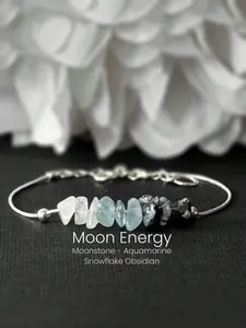1 pc Moon Energy Bracelet Raw Crystal Moonstone Crystals For Intuitive Healing Manifestations Perfect Gift For Women, Ins Style Design, Suitable For Daily Wear, Gift For Friends, Family, Couples, Birthday And Holiday