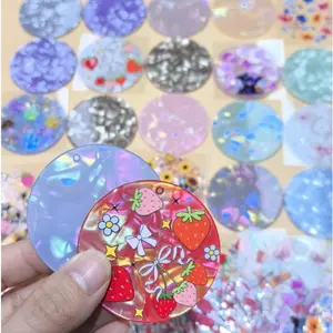 60pcs Round Cute Keychain with Sticker Sets Suitable for DIY Handmade Craft Keychain Pedant and Round Decals