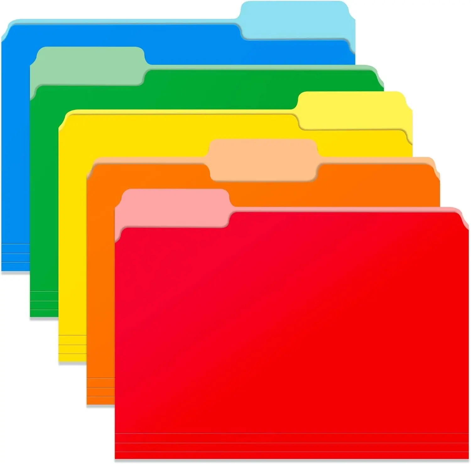 120 Pack Two Tone Color File Folders 8.5 x 11 Inch1/3 Cut Tab File Folder Letter Size, Assorted Colors, Blue Red Green Yellow Orange Manila File Folder, School Business Office Folders for Document