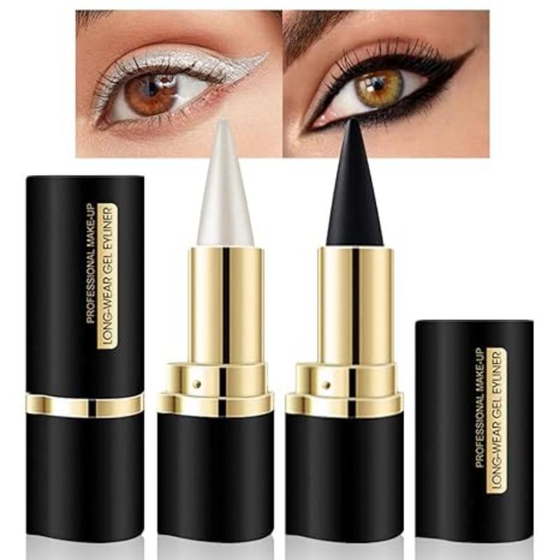2pcs Black Gel Eyeliner Pencil, eyeshadow natural black eyeliner cream waterproof smudge proof, eye liner black smoky eyeshadow palette stick crayon, Goth Halloween Makeup, Lipliner Flawless - Smooth, Multicolor, Gift, Cosmetic