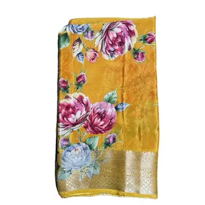 Floral Print Chiffon Saree with Fals and Piko Done - Beautiful Floral Design Available In 5 colors