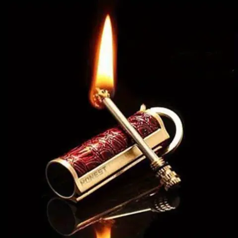 Retro Match Style Permanent Windproof Blowtorch Lighter - 10000 Times Ignition, Waterproof, Portable Outdoor Camping Gear, Torch Stove Accessories with Kerosene-Soaked Wick (Kerosene Not Included)