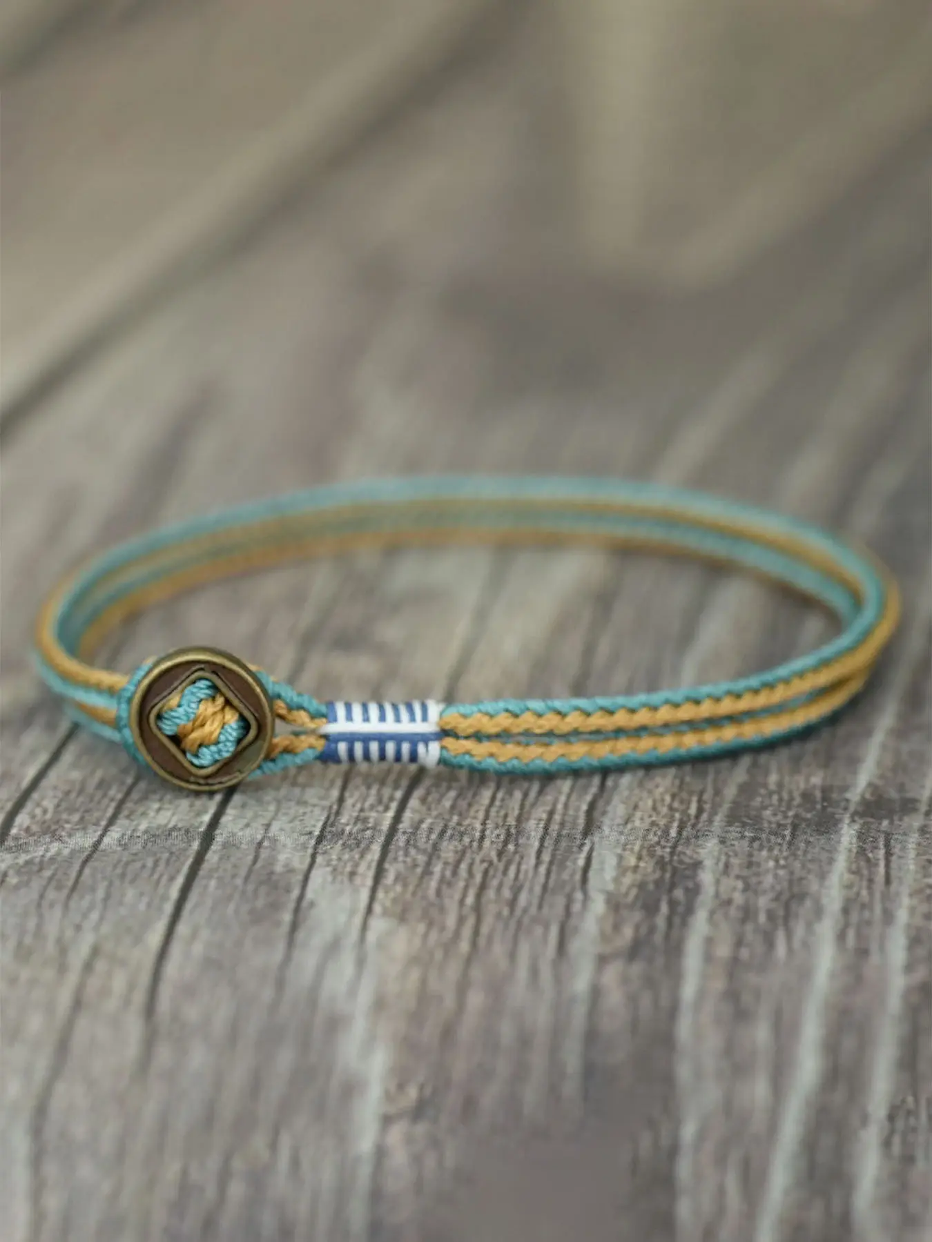 Handmade Metal Ring Clasp Braided Bracelet for Men, Vintage Dual Color Wristband Jewelry, Trendy Fashion Jewelry, Stylish Handcrafted Accessory for Everyday Wear