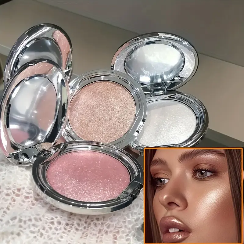 Kakashow Monochrome Highlight Cream, Highlighter Powder, delicate luster, fine shimmer pearl, long-lasting non-fading highlight cream, suitable for face and eyes, body, creating perfect makeup effect, Glowy Highlighter, a must-have for women's cosmetics