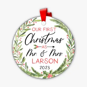 Merry & Bright Our First Christmas Ornament | Personalized Holiday Keepsake" - Ceramic or Acrylic
