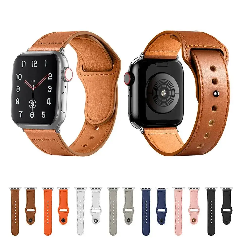 Genuine Leather Apple Watch Series 11 Band, Top-Grain Cowhide Strap with Pin Buckle, Adjustable Business Replacement Wristband for Men, Ideal for Office Wear & Gift Use