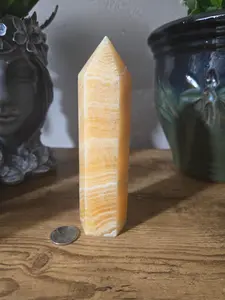 Unisex Natural Orange Calcite Tower - All Ages Healing Crystal, Energizing Decor, Emotion-Balancing Jewelry Accessory for Everyday Use, Creates Creativity, Dissolves Problems