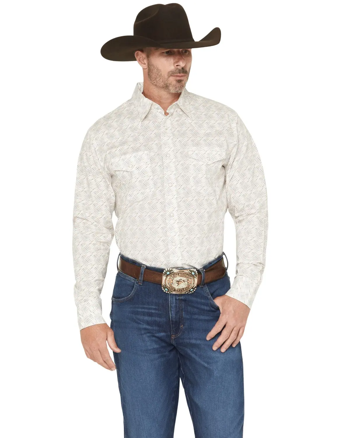 Wrangler Men's 20X Men'S Geo Print Long Sleeve Snap Stretch Western Shirt - 112367940