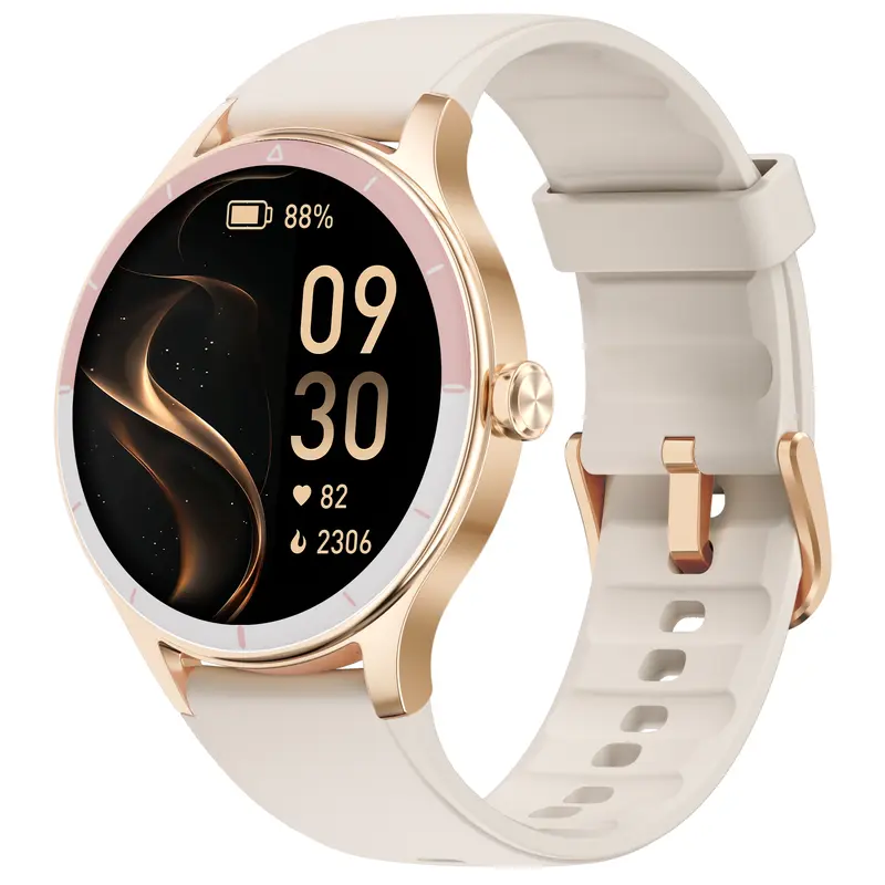 TOOBUR Women's DR06 Bluetooth Touchscreen Smart Watch - Wearable Wristwatch with Clock Display, Compatible with Android & iPhone, Call Function, Calorie/Step Tracker, 100 Sports Modes, IP68 Waterproof, Heart Rate/Sleep Tracking, Back to School,techvibes