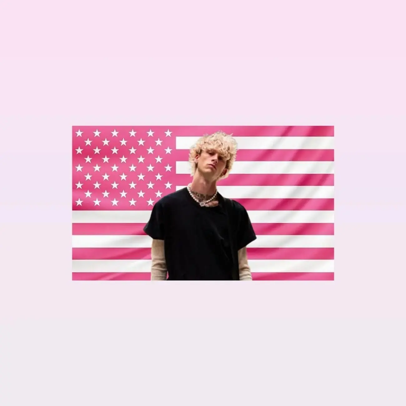 Machine Gun Kelly Pink American Flag Tapestry – Rapper Wall Art | Rock Star Fan Decor | Aesthetic Pink Flag | Music Lover Gift