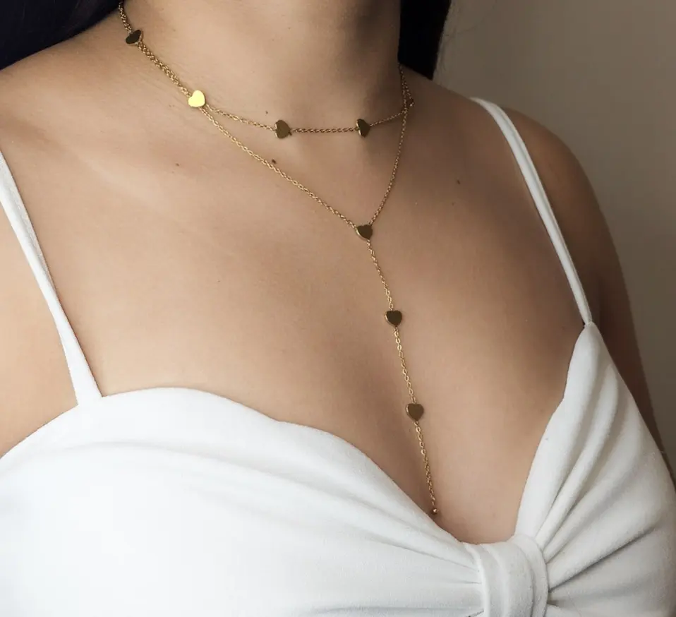 Double Heart Necklace Stainless Steel