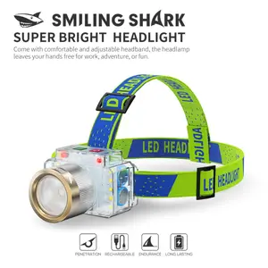 【TD-0259】SmilingShark High-Lumen Headlamp, 11 Light Modes, Motion Sensor, Telescopic Focusing, Zoomable, Type-C Rechargeable, Car Repair & Outdoor Adventure Essential, High-Lumen Headlamps