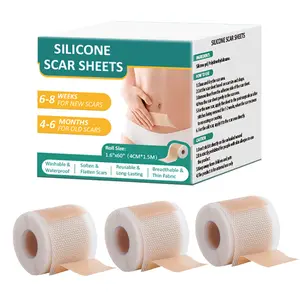 1/2/3 Silicone Scar Sheets(1.6"X 59" Roll-1.5M), Silicone Scar Tape, Silicone Scar Repair Cream Strips, Professional Scar Removal Sheets for C-Section, Keloid, Burn, Acne, Surgical Scars, Burn Et