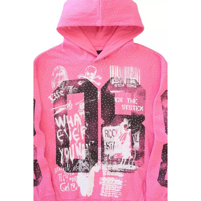 Kamille Pink Rhinestone Hoodie