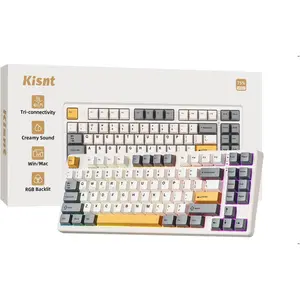 Kisnt KN85 Wireless Mechanical Keyboard, 75% Layout, Bluetooth/2.4GHz/USB-C, Custom RGB Backlit, Hot-Swappable Linear Switch, Creamy Sound for Gaming/Typing (Retro Beige)