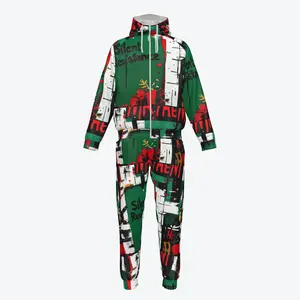 My Hero Academia  Izuku Midoriya Urban Street Style Zip-Up Hooded Jumpsuit with Green & Red Graffiti Print | Comfortable One-Piece Loungewear for Casual Wear, Comic Con, Cosplay Events & Everyday Streetwear Outfits for Men and Women