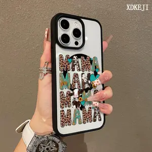 Western Cow Print MAMA Pattern Premium Magnetic Phone Cases for iPhone 17 Air 16 15 14 Pro Max 13 12 11 Plus Smartphone Shockproof Protection Acrylic Cover Cellphone Protective magsafe magnetic case Aesthetic Resistance Casing Protector