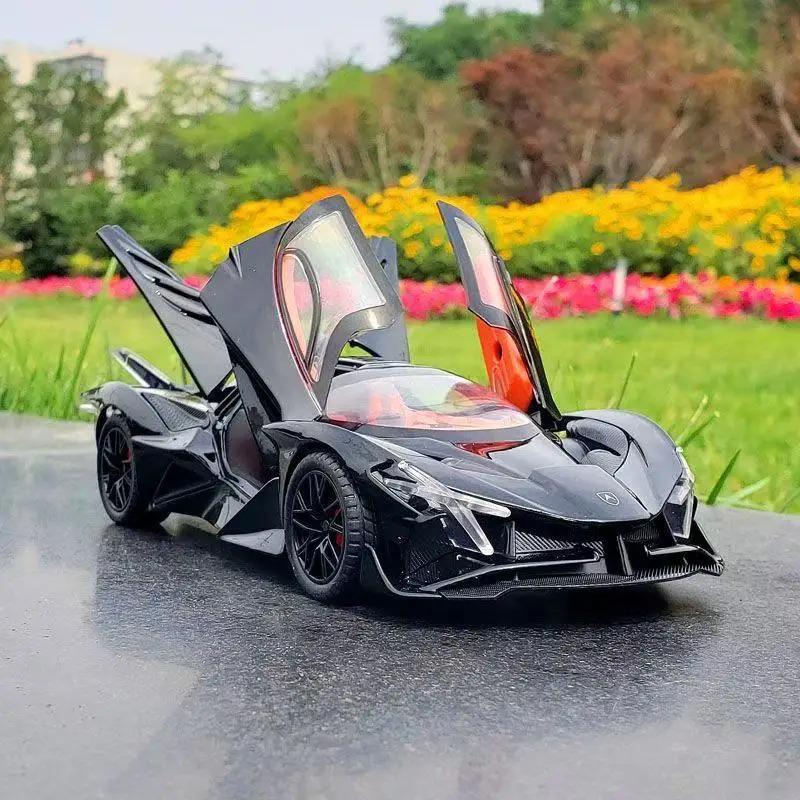 1:24 Apollo Project EVO Super Sports Car High Simulation Diecast Metal Alloy Model Car Sound Light Pull Back Collection Kids Toy Gift