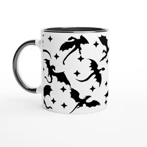 [Sale Up To 50%] Dragon Fantasy Mug Fourth Wing Inspired Coffee Cup Black Handle Ceramic Mug Fantasy Book Lover Gift Valentine Gift