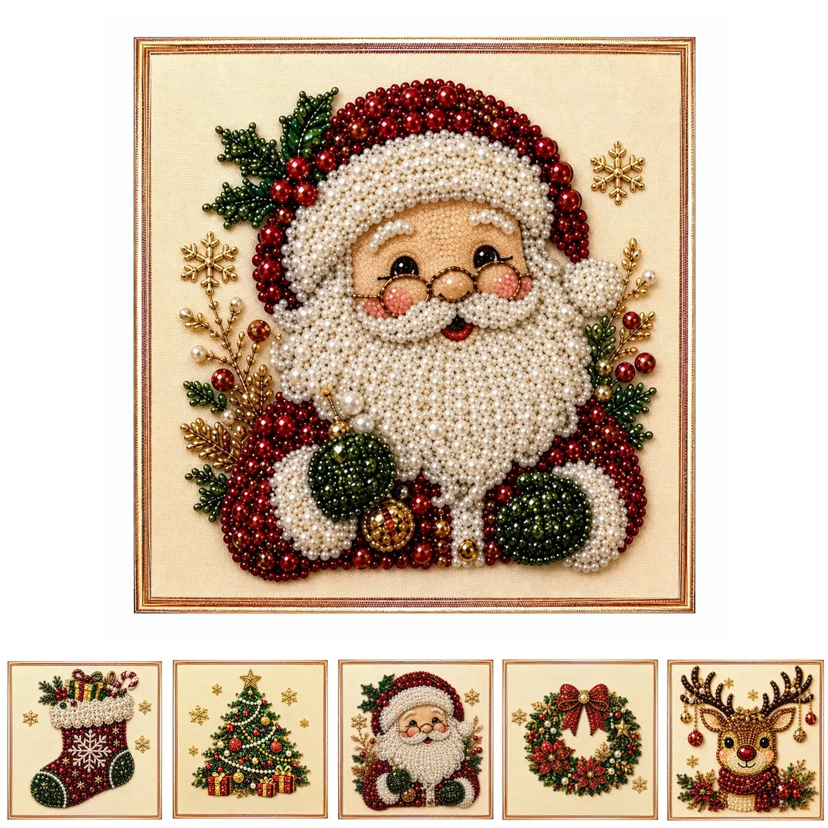 Christmas Santa Claus Pearl Art DIY Kit,  Cute 3D Diamond Painting Crafts, DIY Home Decor Wall Art, Perfect DIY Holiday Party Gift for Beginners,DIY handicrafts,Christmas gifts, birthday gifts(The picture frame is printed on)