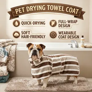 Quick-Dry Dog Bathrobe Pet Towels Set, Adjustable Microfiber Robe with Drying Gloves, Ideal for Cold Weather and Beach Swimming Grooming Supplies # GLOBAL PICKS # Instagram Viral Pet Outfits # Pet Bathrobe # Pet Bathrobe