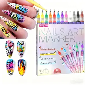 【12Colors + Quick Dry】1 Set Nail Art Pen,Nail Painting Pencils,Nail Drawing DIY,Quick Dry Dot Flower Liner,Precision 3D Graffiti Nail Art Pen,Nail Art Pen Set, Suitable for Girls,Family and Salon DIY,Perfect for Valentine's Day/New Year/Party Gifting