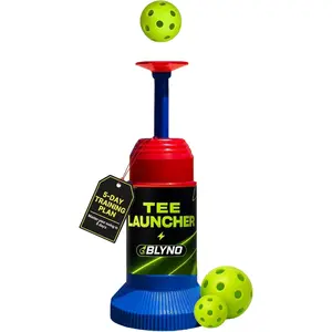 Pro Baseball Hitting Trainer Tee Launcher - New 2-in 1 High Pop Tee Baseball Popper & Swing Trainer Improves Bat Speed & Hand-Eye Coordination for Kids (2 Pop Balls)