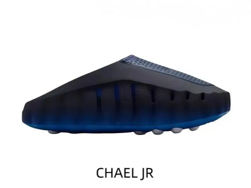 Black-Blue Gradient Foam Mule Slides, Vertical Side Cut-Out Vents, Chunky Sculpted Thick Platform Sole, Non-Slip Bottom Studs, Soft Cushioned Design for Home Rest & Beach Trips (Sports