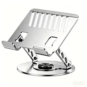 360 Rotating Laptop Stand for Desk Aluminum Computer Riser Adjustable Ergonomic Foldable Notebook Holder Swivel Laptop Elevator for Gaming Setup Aesthetic Desk Decor Home Office Essentials for Teachers Students Creators Desktop Cooling Dock Station 2026