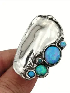 1pcs Creative Bohemian Retro Handmade Carved Geometric Copper Ring, Holiday Party Art Jewelry Accessories, The Perfect Holiday Gift