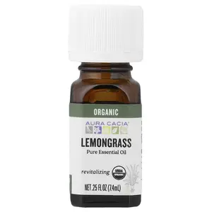 Aura Cacia Organic Pure Essential Oil, Lemongrass, 0.25 fl oz (7.4 ml)