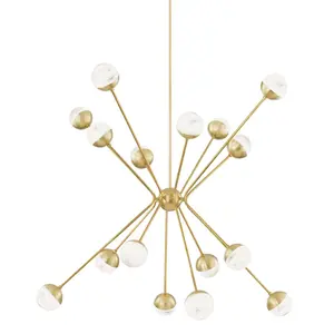 Saratoga 16-Light Chandelier With Alabaster Glass Shades And Modern Retro Design