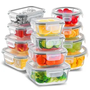 12/18 Pack Glass Food Storage Containers with Lids, Meal Prep Containers, Airtight Bento Boxes with Leak Proof Locking for Microwave, Oven, Freezer and Dishwasher, BPA Free TikTokShopBlackFriday
