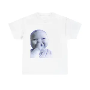Viral Baby Laughing Meme T-Shirt – funny streetwear tee featuring "Holding Back a Laugh" graphic, perfect for Y2K style fans, TikTok trends, casual outings, and meme lovers
