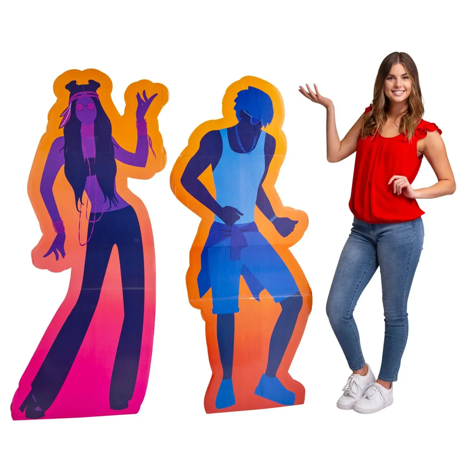 Festival People Cardboard Cutout Stand-Ups, 2-Pc Set, 64.75-65.25 in, Festive Decor Accessories for Room Decorations & Photo Ops