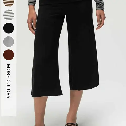 New Drapey Wide Leg Baggy Seven-Quarter Cropped Pants Low Waist Casual Trousers Fit Style, Stylish Comfortable Women's Fashion Bottoms Casual Commuter Streetwear