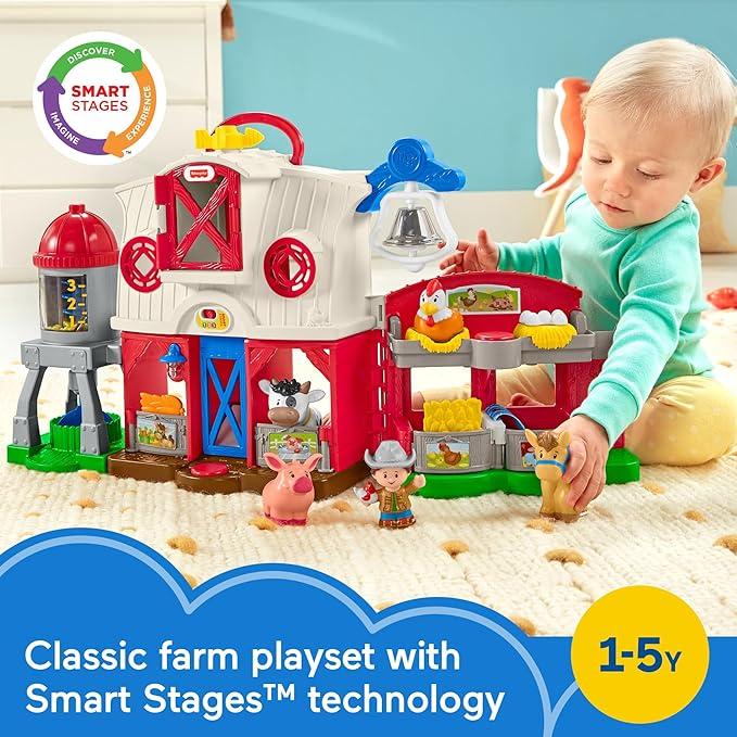 Fisher-Price Little People Toddler Learning Toy Caring for Animals Farm Playset with Smart Stages for Pretend Play Kids Ages 1+ years​