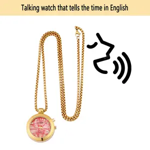 English Talking Pocket Watch with One Touch Chime, Whole Time Chime, Alarm Clock Function for the Blind Elderly Visually Impaired Clock