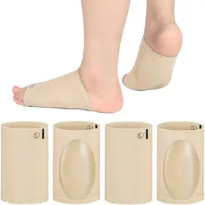 4 Pieces Arch Sleeve Support Flat Foot Arch Sock Support Cushioned Metatarsal Brace Soft Elastic Foot Brace Gel Pad Inside Feet Plantar Metatarsal Compression Sleeve for Pain Relief