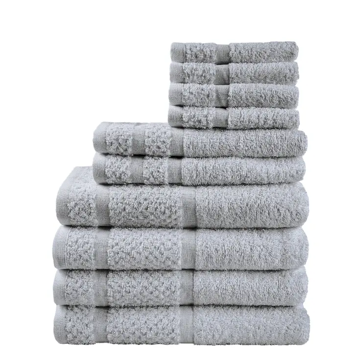 10-Piece Premium Grey Towel Set with Enhanced Comfort & Strength – Bath, Hand & Face Towels Included