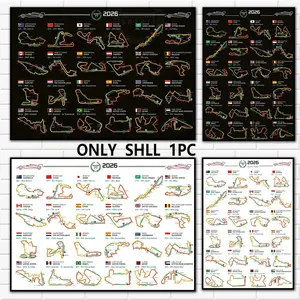 1 piece/set, 2026 Season Information Calendar Poster (black or white horizontal race track-themed mural, minimalist home decor), unframed