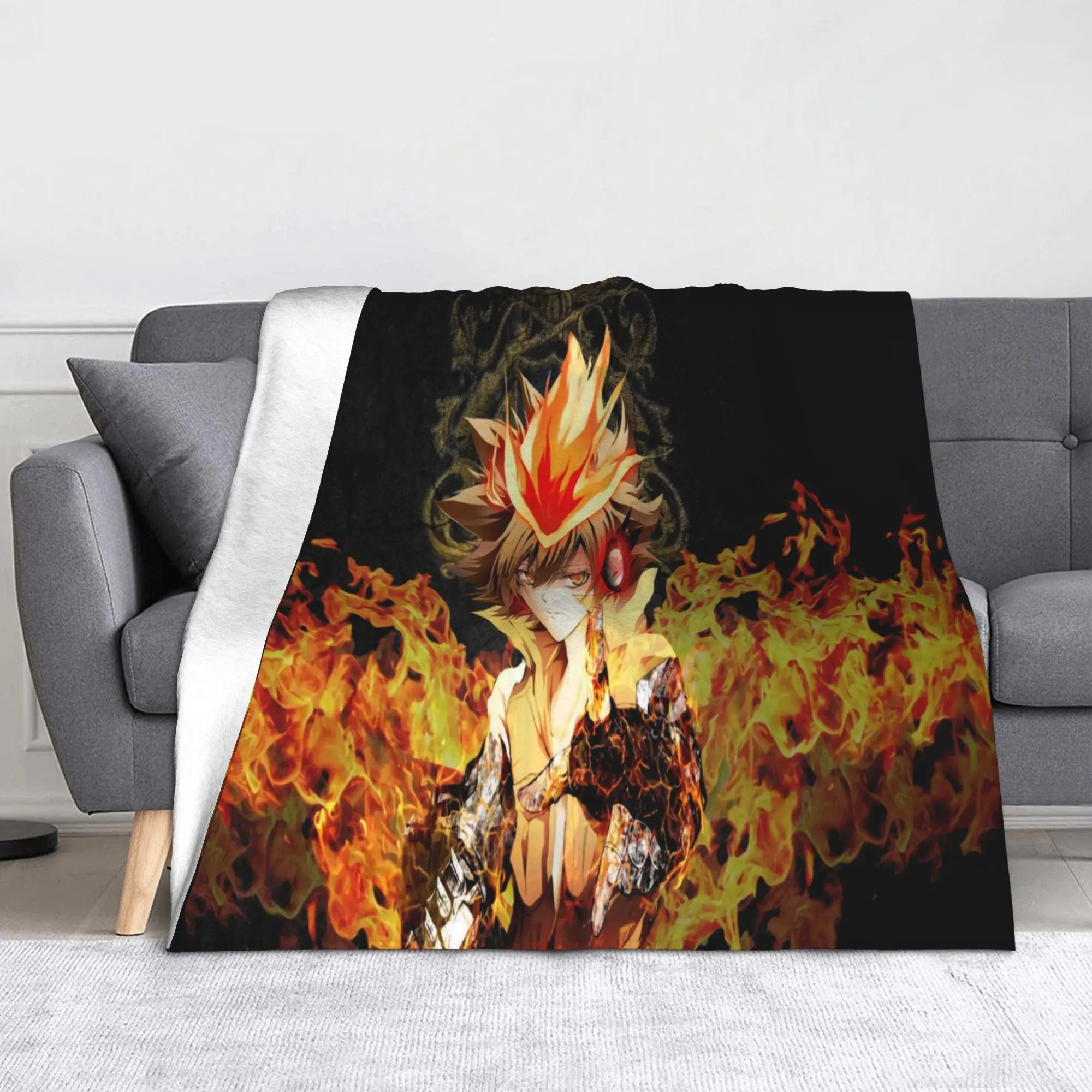Anime HITMAN REBORN Blanket, Lightweight Soft fluffy Flannel Throw Blanket, For Couch Bed Sofa Bedroom Living Room Travel Office All Season Use
