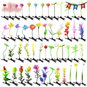 50pcs Bean Sprout Hair Clips Mixed Style Rave Plant Hairpins Flower