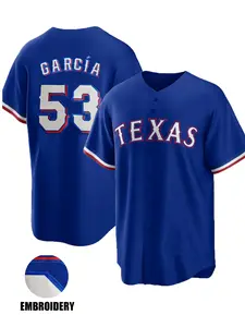 Men's Letter & Number Embroidery Baseball Jersey, Casual Loose V Neck Short Sleeve Baseball Top for Outdoor Sports, Baseball Training Jersey for Unisex