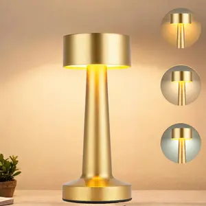 Gold Cordless Table Lamp – 4000mAh Rechargeable, 3 Color Stepless Dimming Touch Light for Bedroom, Bedside, Dining, Bar, Kids Reading #TableLamp