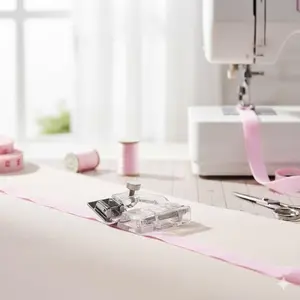 Snap-On Beaded Rolled Hem Presser Foot, Bias Cut Fabric Sewing Machine Attachment Set for Sheer Denim, DIY Tailoring Tools Free Edge Stitching Accessories Sewing Supplies Crafts