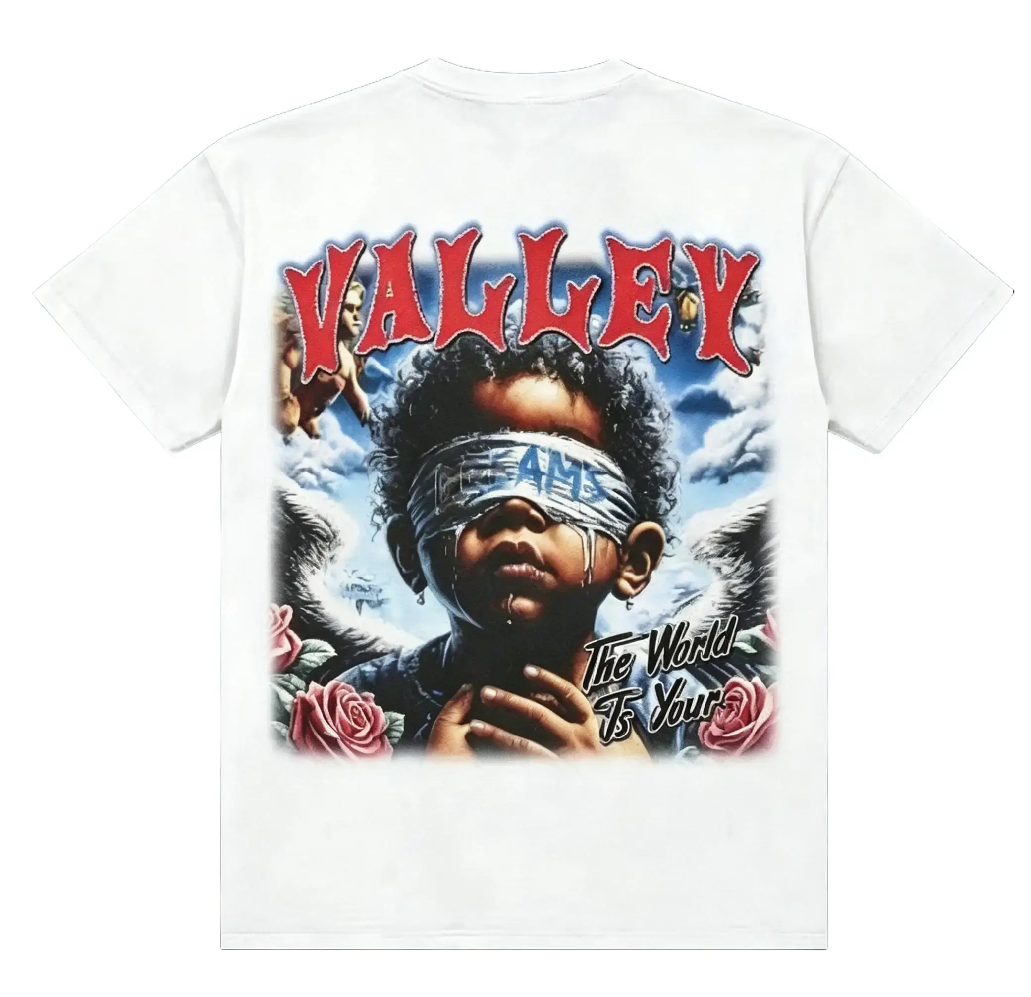 Valley "The World Is Your" Graphic T-Shirt, Oversized Vintage Bootleg Hip Hop Streetwear Top, Retro 90s R&B Angel Baby Graphic Tee for Men Women, Streetwear Fan Gift & Y2K Aesthetic Apparel