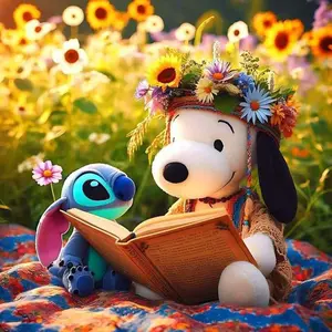 5D DIY Full Drill Round Diamond Painting - Diamond Art Kit Snoopy, Flowers, Books Mosaic, Canvas - DIY Decoration, Home Wall Decor, Suitable for Halloween and Christmas, Birthday and Anniversary Gifts