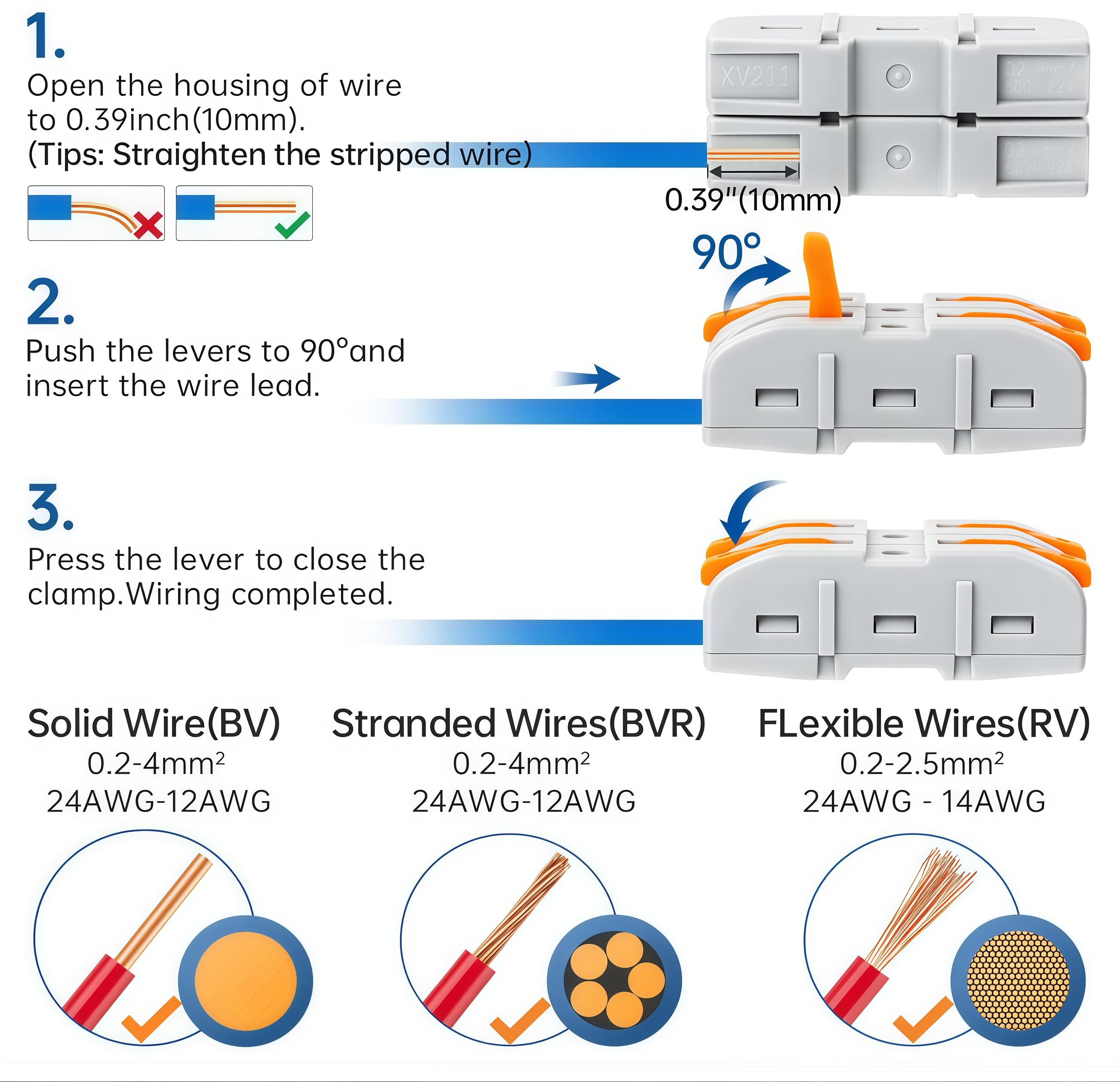 50-100Pcs High Quality Lever Wire Connectors Combo Kit with Wire Stripper Compact Quick Connect Terminals for Automotive Wiring Home Circuit Maintenance DIY Electrician 50-100Pcs High Quality Lever Wire Connectors Combo Kit with Wire Stripper Compact Quick Connect Terminals for Automotive Wiring Home Circuit Maintenance DIY Electrician